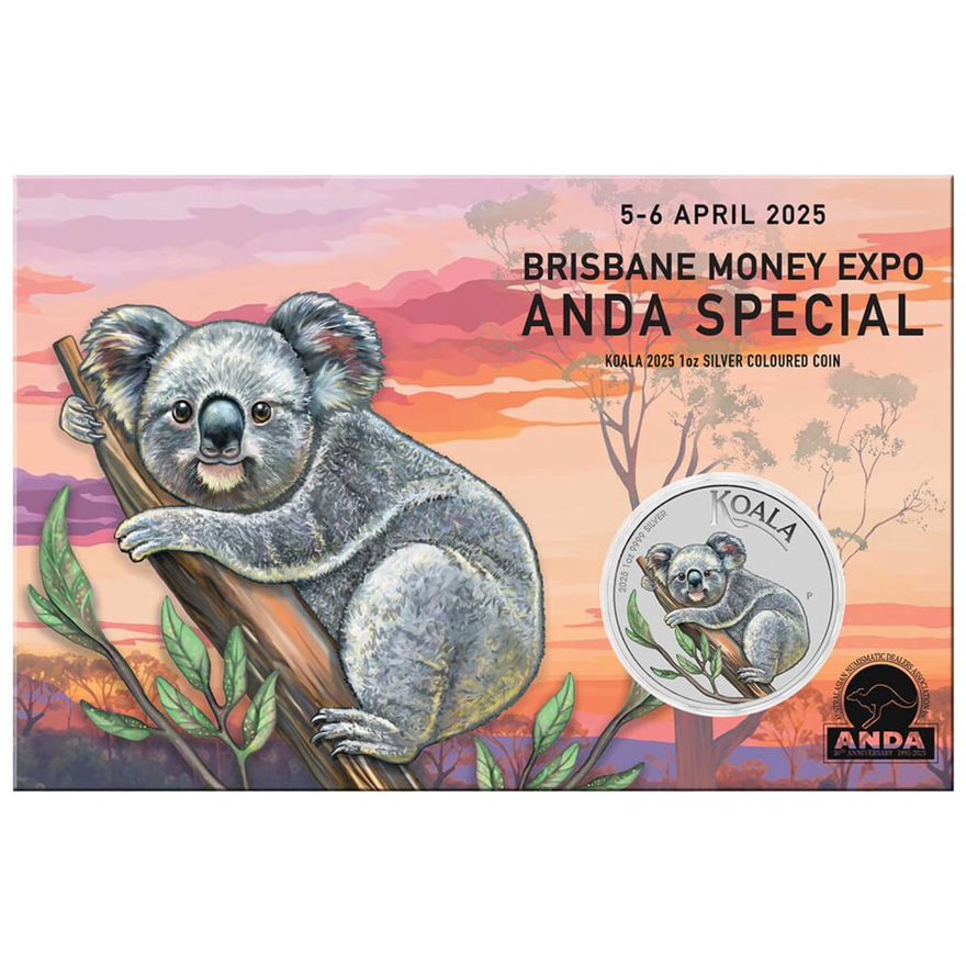 2025 Perth Mint $1 Koala Coloured 1oz Silver - Brisbane ANDA Money Expo